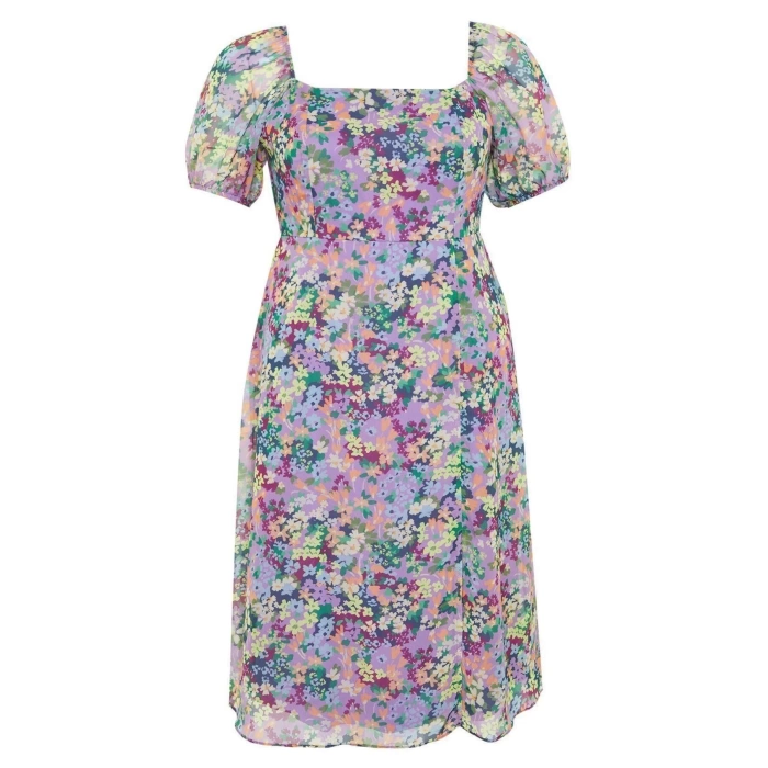 Fashion Plus Size Casual Daily Chiffon Woven Square Neck Short Sleeve A-Line Plus Size Plus Size Dress
