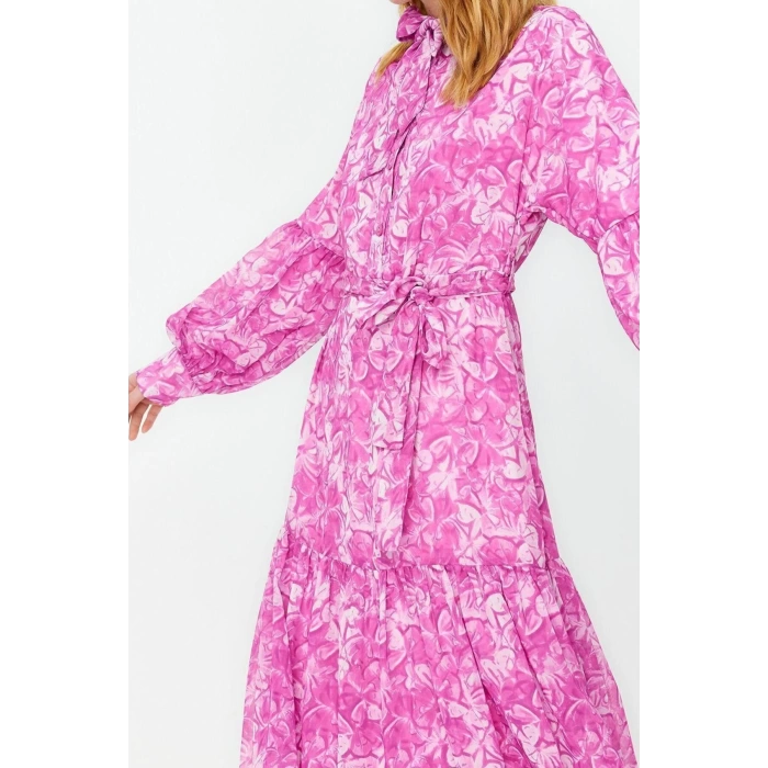 Fashion Regular Stylish Evening Dress Night Chiffon Woven Shirt Collar Long Sleeve A-Line Long Length Hijab Dress