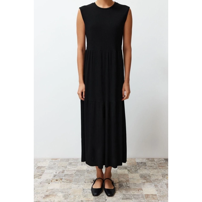 Fashion Regular Casual Daily Camisole Knitted Crew Neck Sleeveless Sleeve Skater Maxi Length Hijab Dress