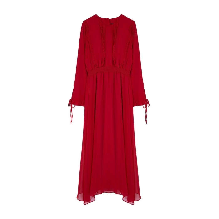 Fashion Casual Day Night Chiffon Woven Crew Neck Long Sleeve A-Line Maxi Length Hijab Dress