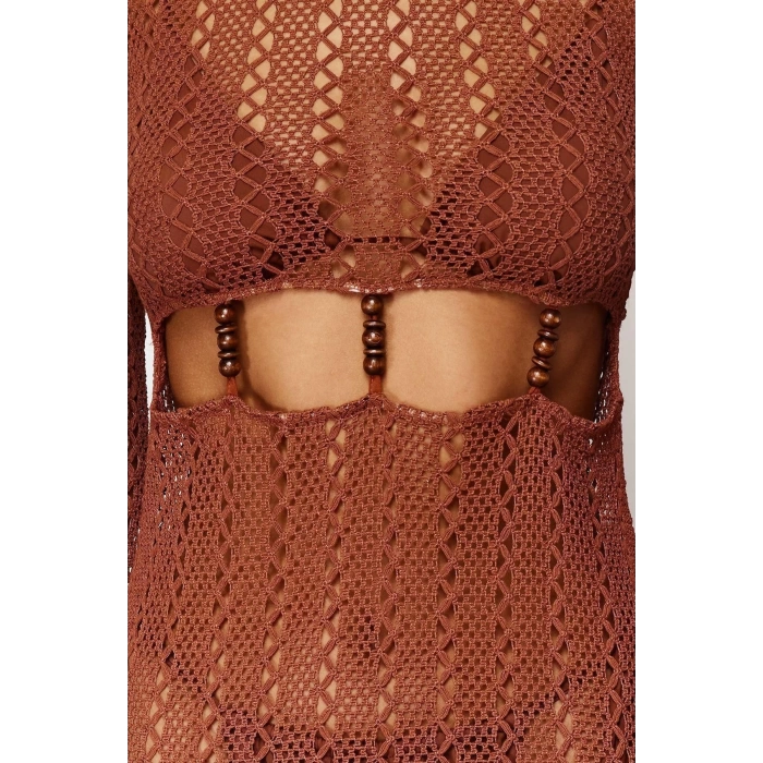 Fashion Fit Beach Casual Knitwear Look Knitted Crew Neck Long Sleeve Basic Maxi Length Dress