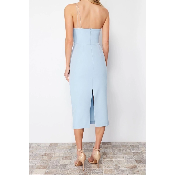 Moda Regular Day Night Polyviscose Woven Square Neck Strappy Sleeve Bodycone Mini Length Dress