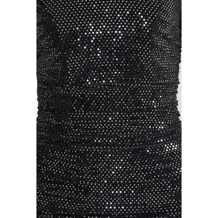 Moda Fit Mezuniyet Balo Payet Örme Straplez Kolsuz Kol Bodycone Mini Boy Elbise