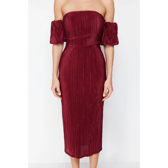 Fashion Slim Casual Daily Thick Sandy Knitted Asymmetrical Collar Sleeveless Sleeve Bodycone Midi Length Dress