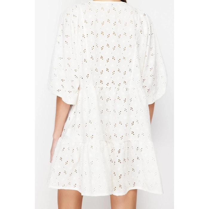 Fashion Fit Graduation Prom Finike Woven Asymmetrical Neck Short Sleeve Bodycone Midi Length Dress