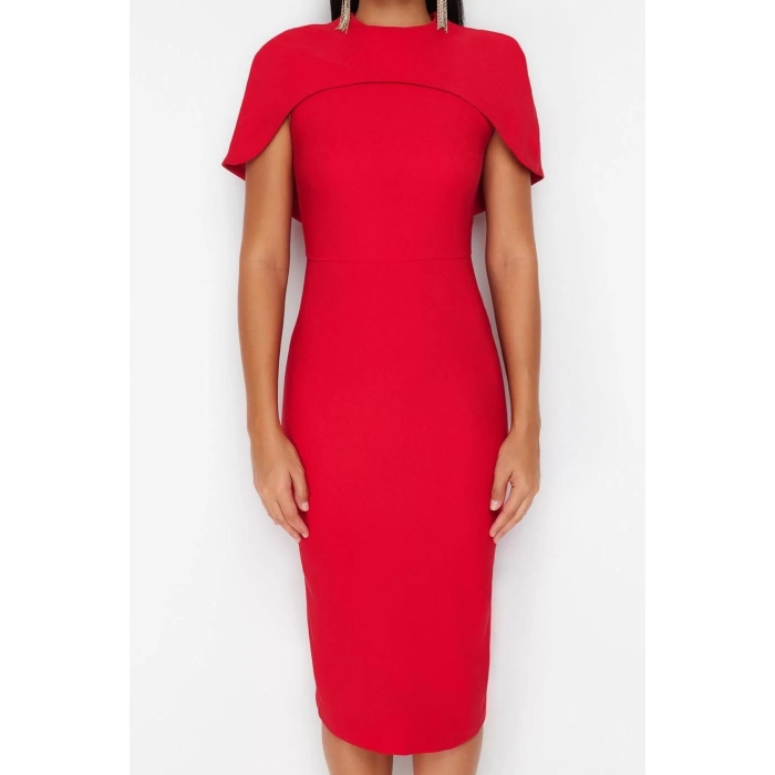 Fashion Fit Graduation Prom Finike Woven Crew Neck Short Sleeve Bodycone Midi Length Dress