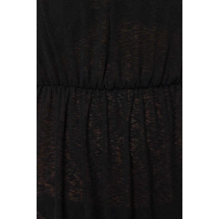 Moda Fit Beach Casual Yoryo Chiffon Knitted Halter Neck Strap Sleeve Shift Maxi Length Dress