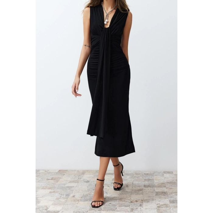 Moda Regular Day Night Satin Woven V Neck Short Sleeve Double Breasted Mini Length Dress