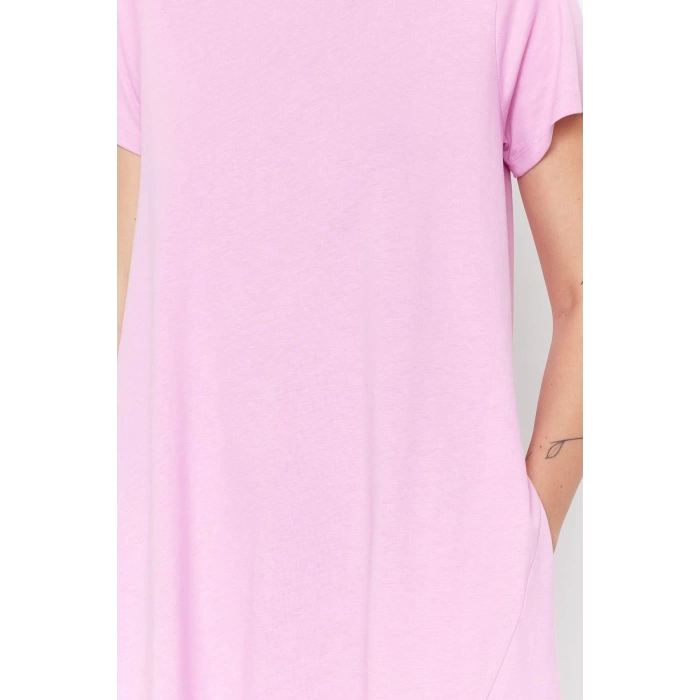 Fashion Regular Daily 20 1 Combed Cotton Jersey Knitted Crew Neck Short Sleeve T-Shirt Dress Midi Length Dress