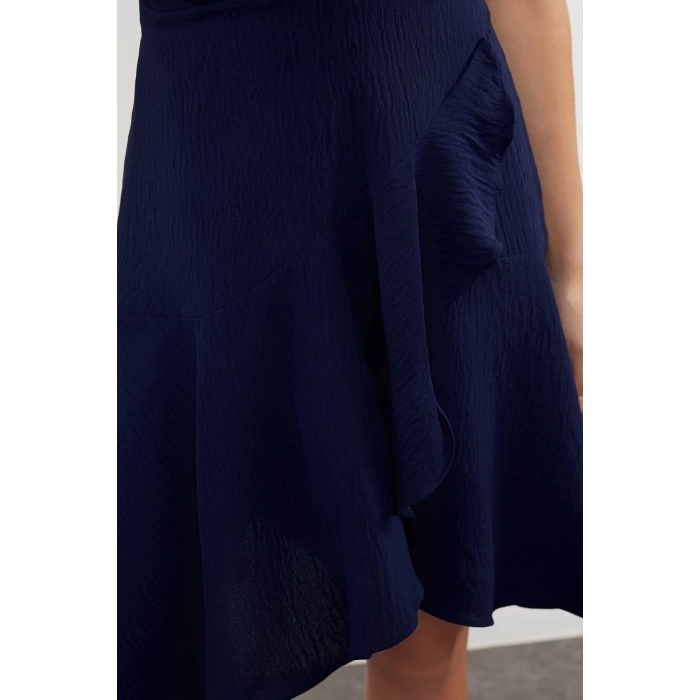 Fashion Regular Casual Daily Aerobin Woven Double Breasted Short Sleeve Double Breasted Mini Length Dress