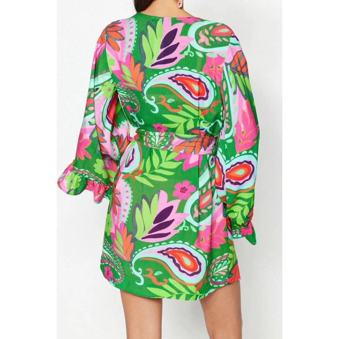 Moda Dokuma Rahat Kalıp Uzun V Yaka Standart Kol Crinkle Basic Düz Desen Kimono Kaftan