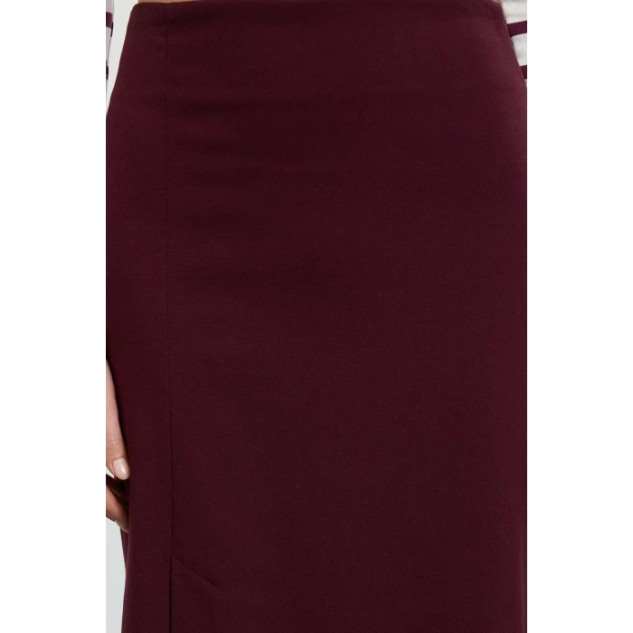 Fashion Regular Plain Pattern Formal Midi Length Slit Detailed Ederli Fabric Midi Length Skirt