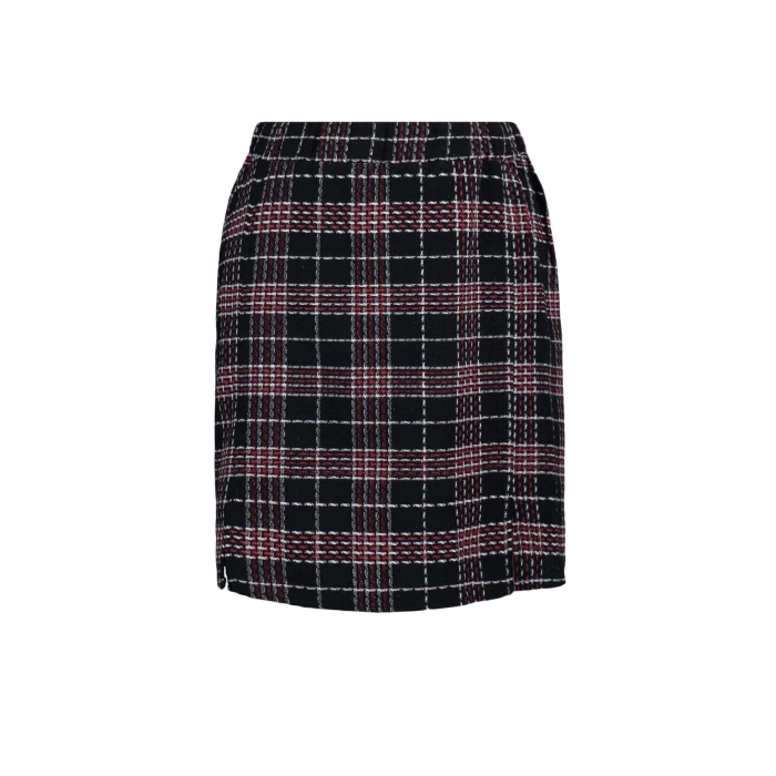 Fashion Plus Size Pleated Plaid Pattern Day Night Mini Length Plaid Patterned Tweed Skirt
