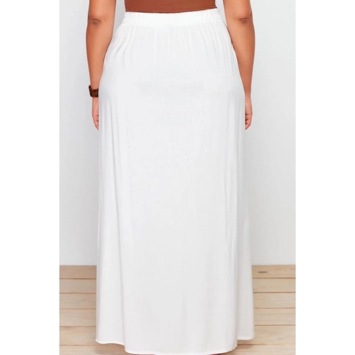 Fashion Plus Size Regular Plain Pattern Beach Maxi Length Woven Tassel Slit Detailed Beach Wear Skirt