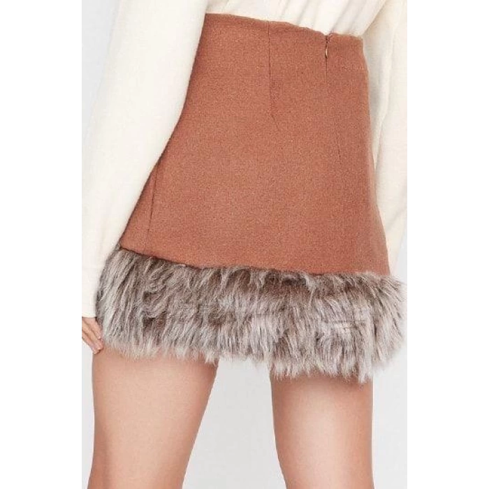 Fashion Regular Plain Pattern Stylish Night Maxi Length Skirt Plush Detail Super Mini Woven Skirt