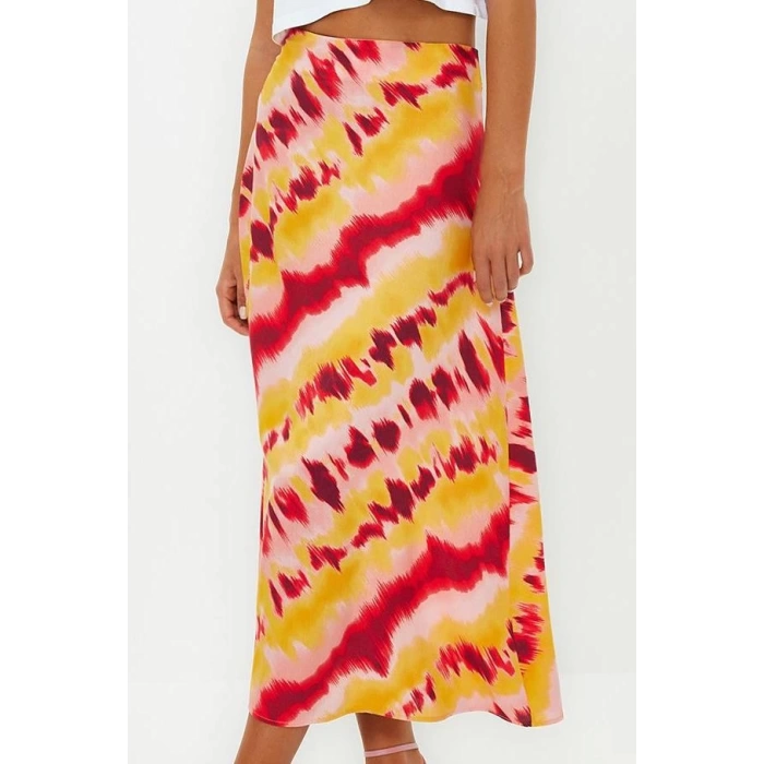 Fashion Regular Retro Pattern Casual Midi Length Viscose Fabric Midi Length Woven Skirt