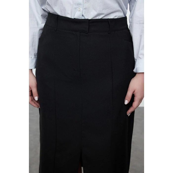 Modern Tarz Büyük Beden Astarsız Dokuma Maxi Boy Maxi Yırtmaçlı Dokuma Etek