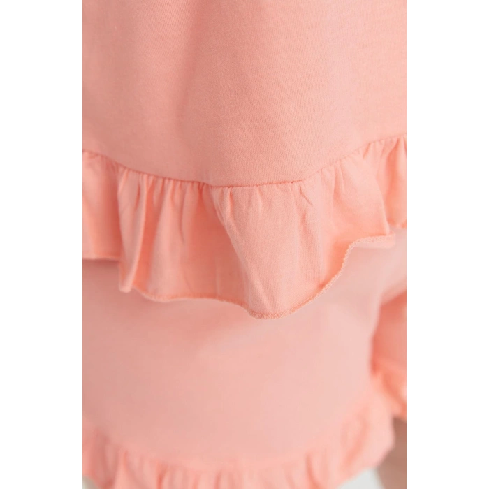 Tarz Rahat Büyük Beden Uzun Kollu Geniş Paça Fırfır Detaylı Askılı Örme Pijama Takımı