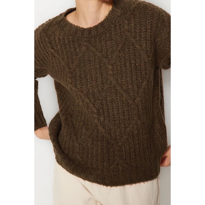 Women Modern Style Casual Long Crew Neck Knitted Sleeve Regular Knitwear Sweater