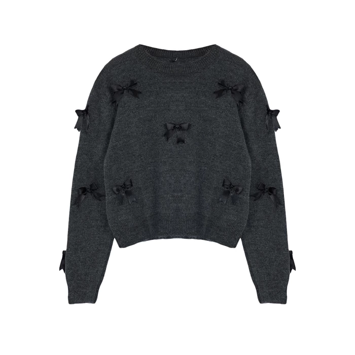 Womens Modern Style Comfortable Long Crew Neck Plain Sleeve Regular Knitwear Sweater