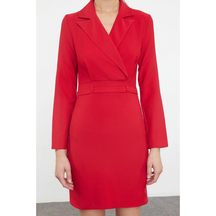 Fashion Style Regular Jacket Collar Mini Length Woven Dress