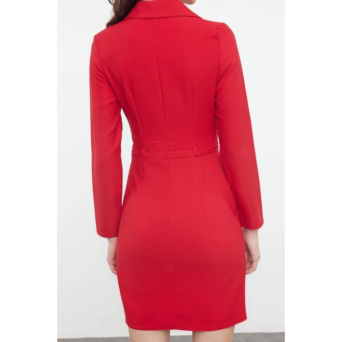 Fashion Style Regular Jacket Collar Mini Length Woven Dress