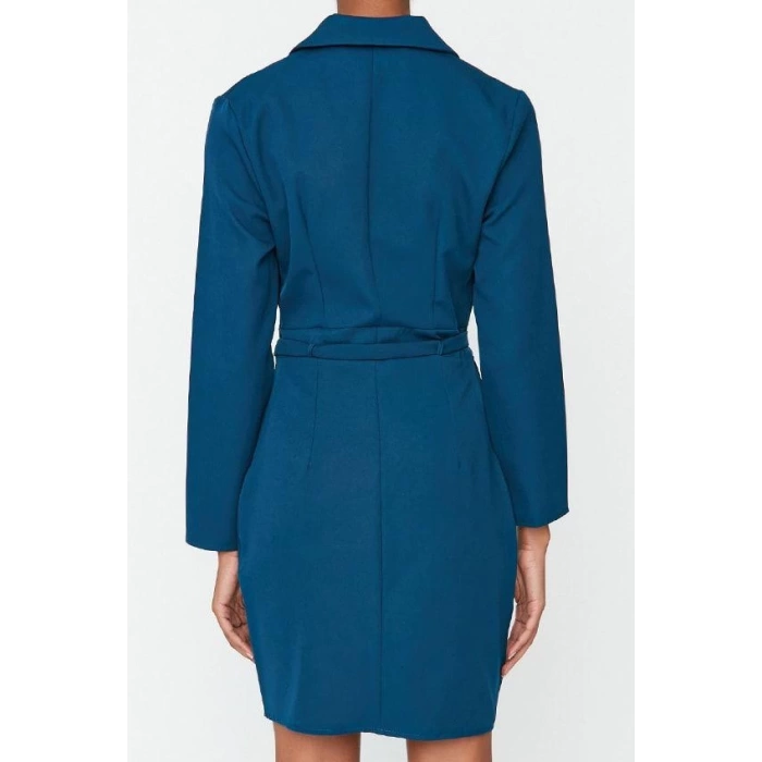 Fashion Style Regular Jacket Collar Mini Length Woven Dress