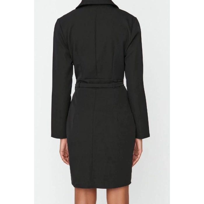 Fashion Style Regular Jacket Collar Mini Length Woven Dress