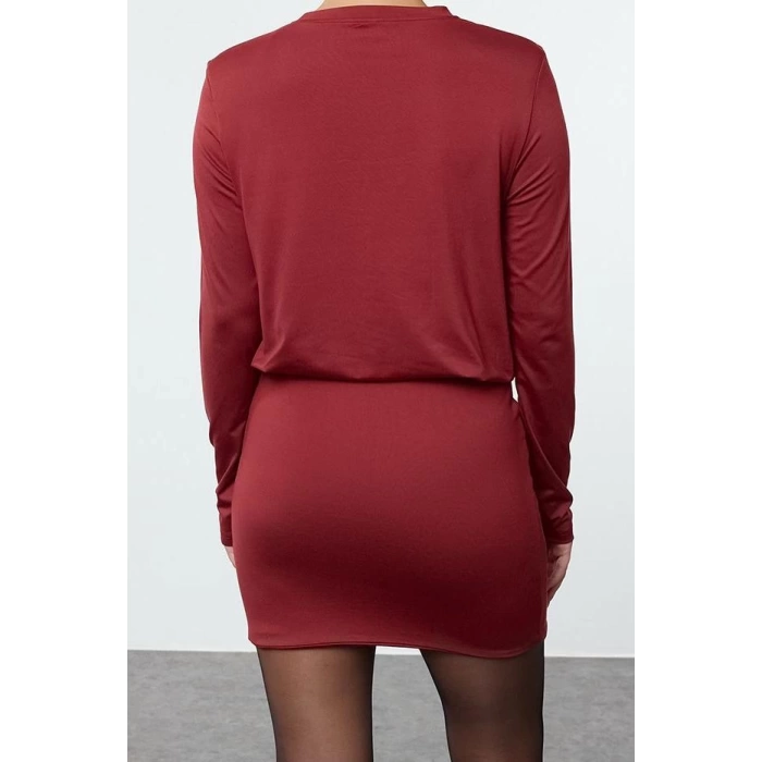 Moda Slim Bisiklet Yaka Mini Boy Soft Touch Yumuşak Kumaşlı Fitted Vücuda Oturan Esnek Örme Elbise