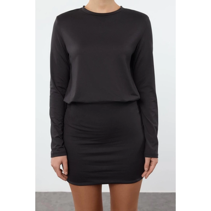 Moda Slim Bisiklet Yaka Mini Boy Soft Touch Yumuşak Kumaşlı Fitted Vücuda Oturan Esnek Örme Elbise