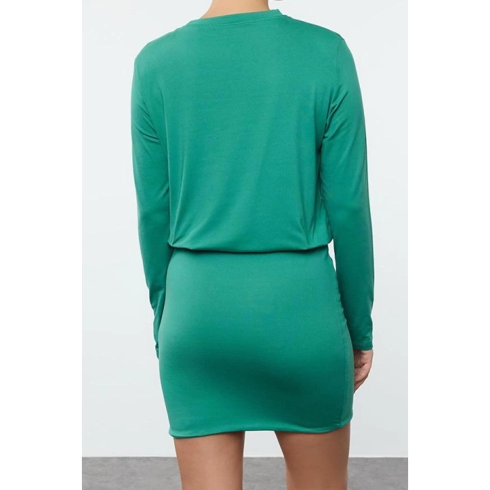 Moda Slim Bisiklet Yaka Mini Boy Soft Touch Yumuşak Kumaşlı Fitted Vücuda Oturan Esnek Örme Elbise