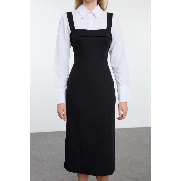 Fashion Style Regular Shirt Collar Mini Length Shirt Detailed Fitted Body-Sit Woven Dress