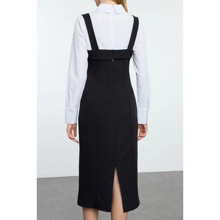 Fashion Style Regular Shirt Collar Mini Length Shirt Detailed Fitted Body-Sit Woven Dress