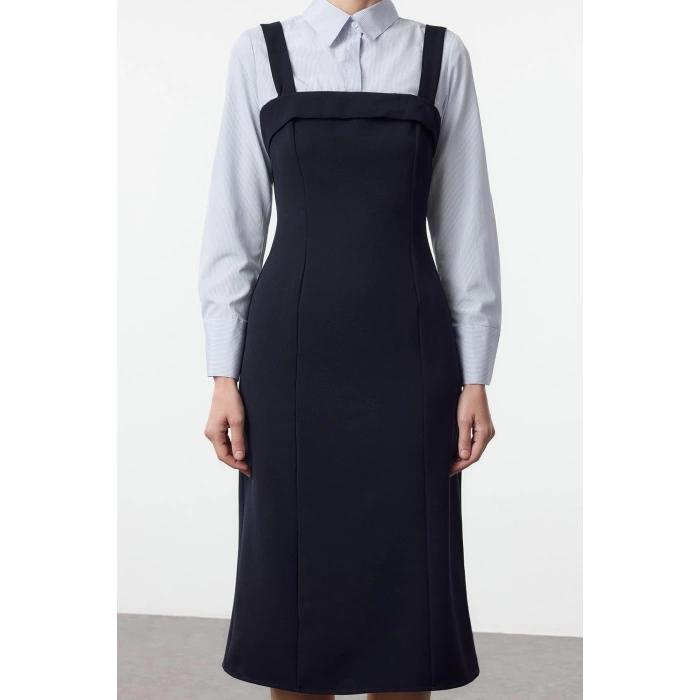 Fashion Style Regular Shirt Collar Mini Length Shirt Detailed Fitted Body-Sit Woven Dress