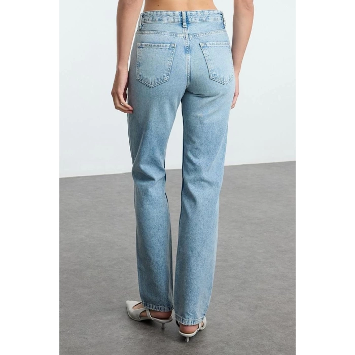 Style Women Fashion Denim Jeans Pants Long Straight Leg Low Waist Comfort Straight Jeans