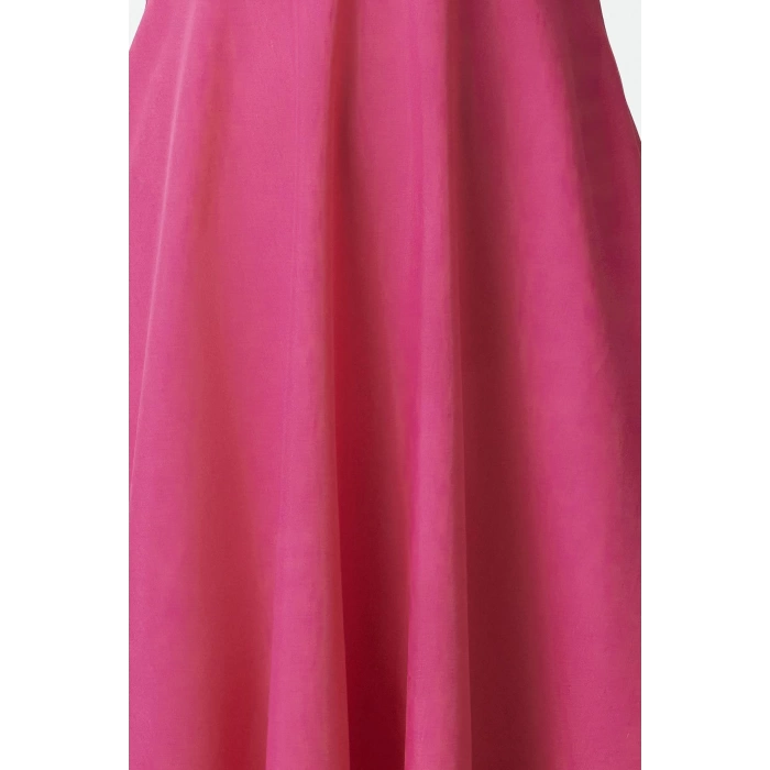 Fashion Style Regular Heart Neck Maxi Length Drape Detailed Woven Dress