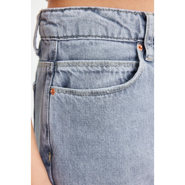 Style Women Fashion Denim Jeans Pants Regular Wide Leg Blue-Grey Low Waist Jeans