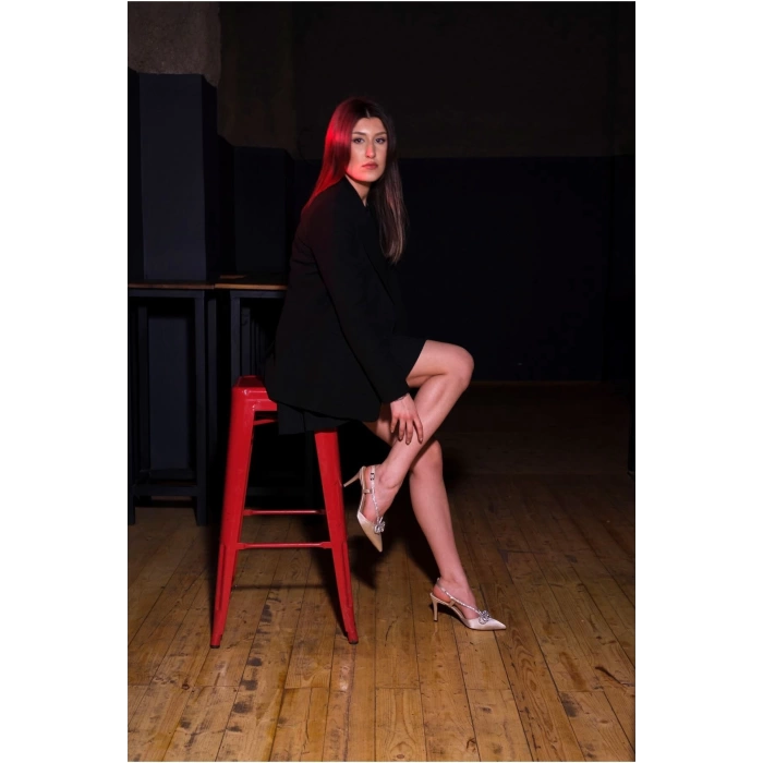 Stil Modern Kadın Taş Detaylı Topuklu Ayakkabı Stiletto Özel Tasarım Gündüz Gece Abiye Ayakkabı