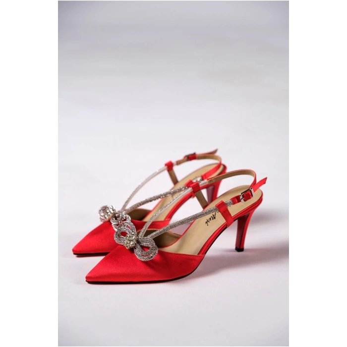 Stil Modern Kadın Taş Detaylı Topuklu Ayakkabı Stiletto Özel Tasarım Gündüz Gece Abiye Ayakkabı