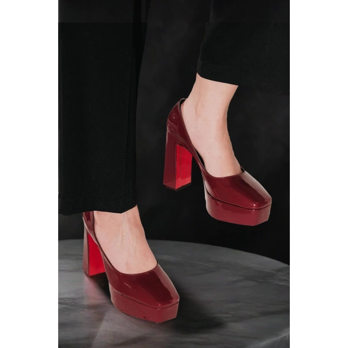 Stil Modern Kadın Bebe Mavi Kalın Topuklu Ayakkabı Stiletto Özel Tasarım Gündüz Gece Abiye Ayakkabı