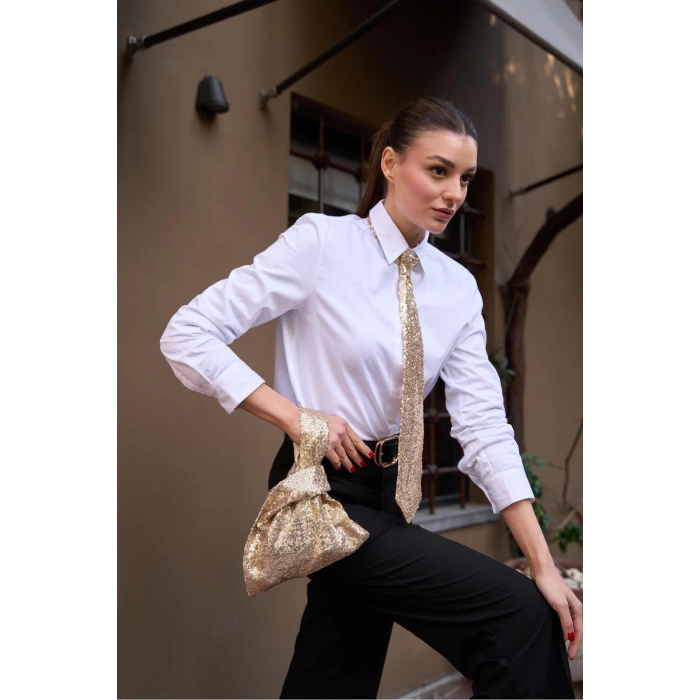 Layla Payetli El Çantası Gümüş