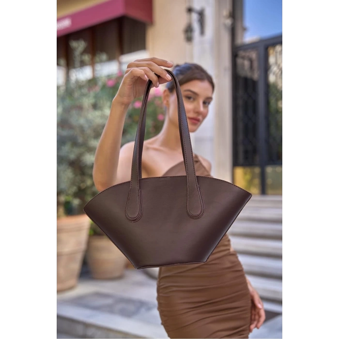 Deri Görünümlü Shopper Çanta Bordo