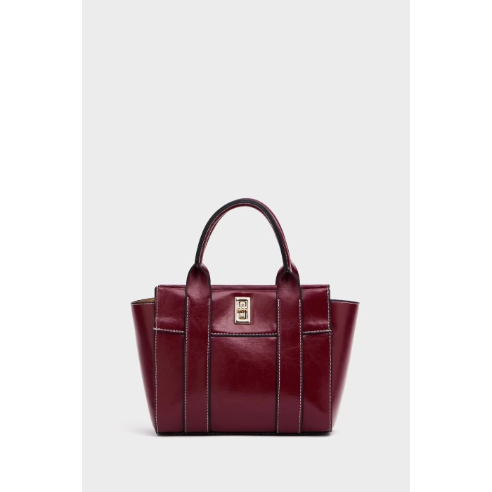 Mini Tote El Ve Omuz Çantası Bordo