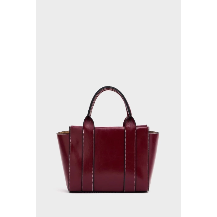 Mini Tote El Ve Omuz Çantası Bordo