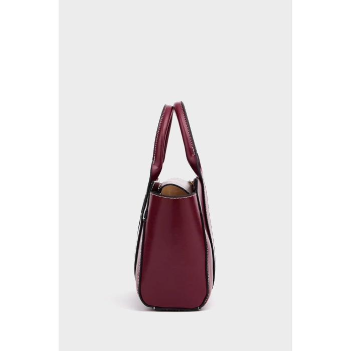 Mini Tote El Ve Omuz Çantası Bordo