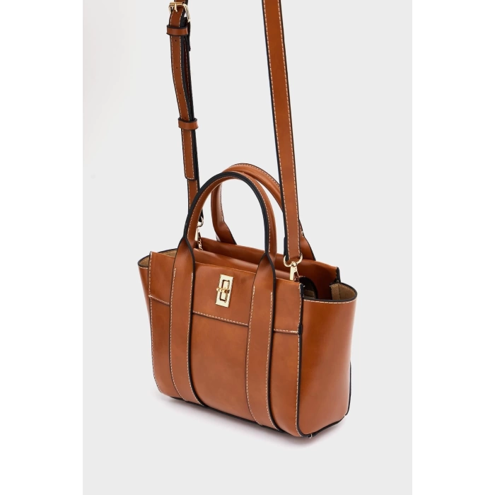 Mini Tote El Ve Omuz Çantası Bordo