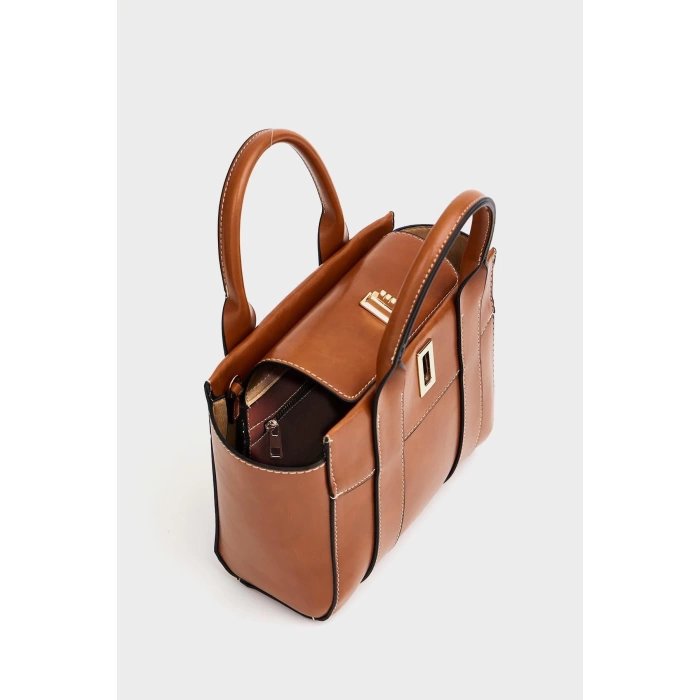 Mini Tote El Ve Omuz Çantası Bordo