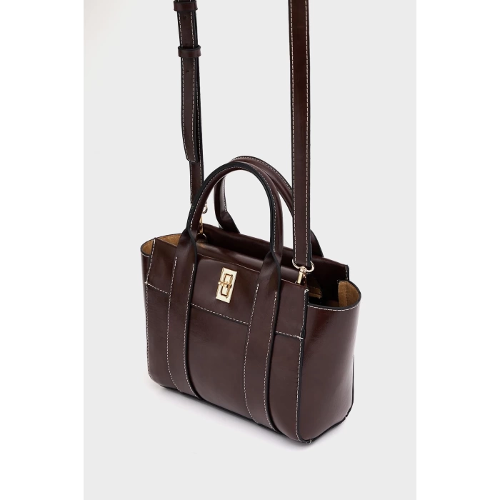 Mini Tote El Ve Omuz Çantası Bordo