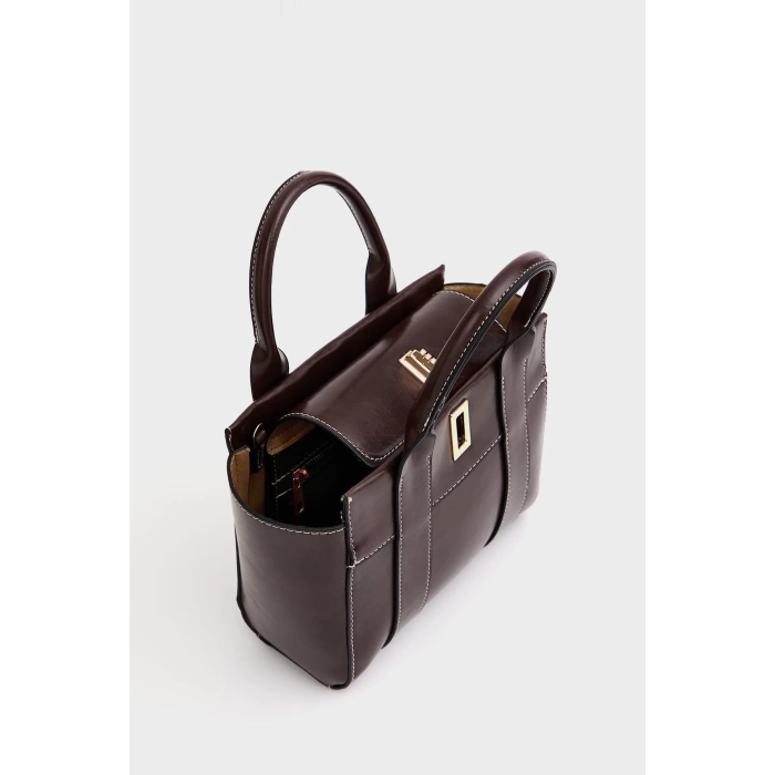 Mini Tote El Ve Omuz Çantası Bordo