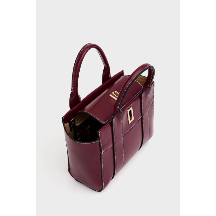 Mini Tote El Ve Omuz Çantası Bordo